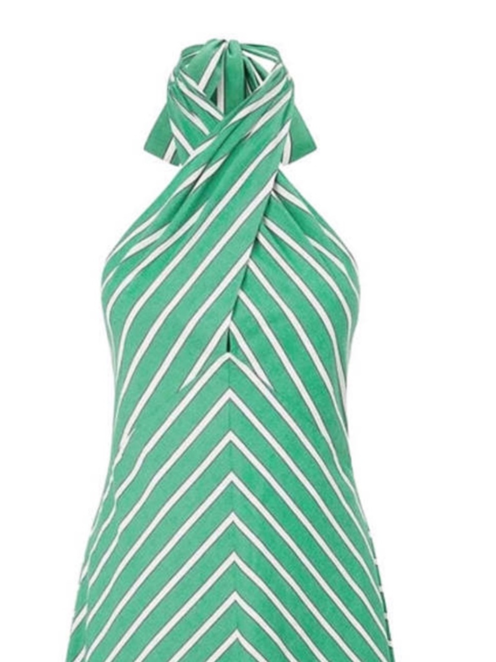 STAUD Dawn Seaweed Stripe Halter Maxi Dress Green White M - Picture 4 of 9